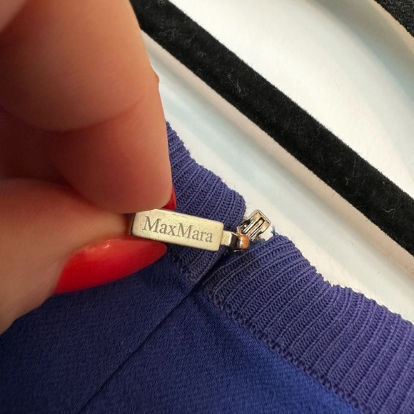 MaxMara Cobalt Blue Sheath Column Silk Blend Midi Dress (Size 40IT/6US) - Picture 5 of 10